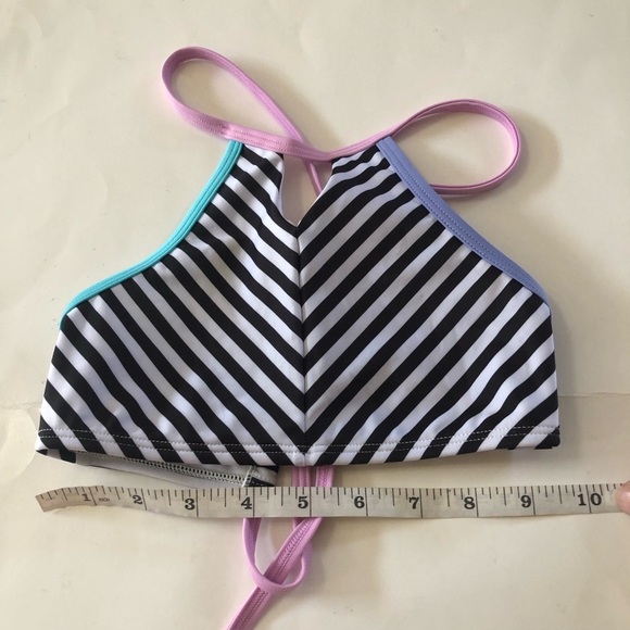 Bundle 3 Pc Art Class Halter Stripe Top Black Pink Bikinis Bottoms Set Size M8 - Picture 3 of 14
